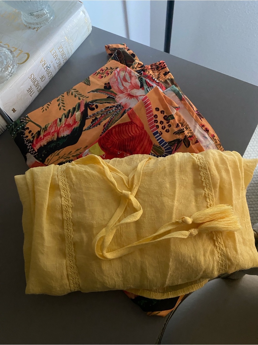 Rachel Zoe + Zac&Rachel Yellow top +Tropical Bird Print A-Line Skirt Set